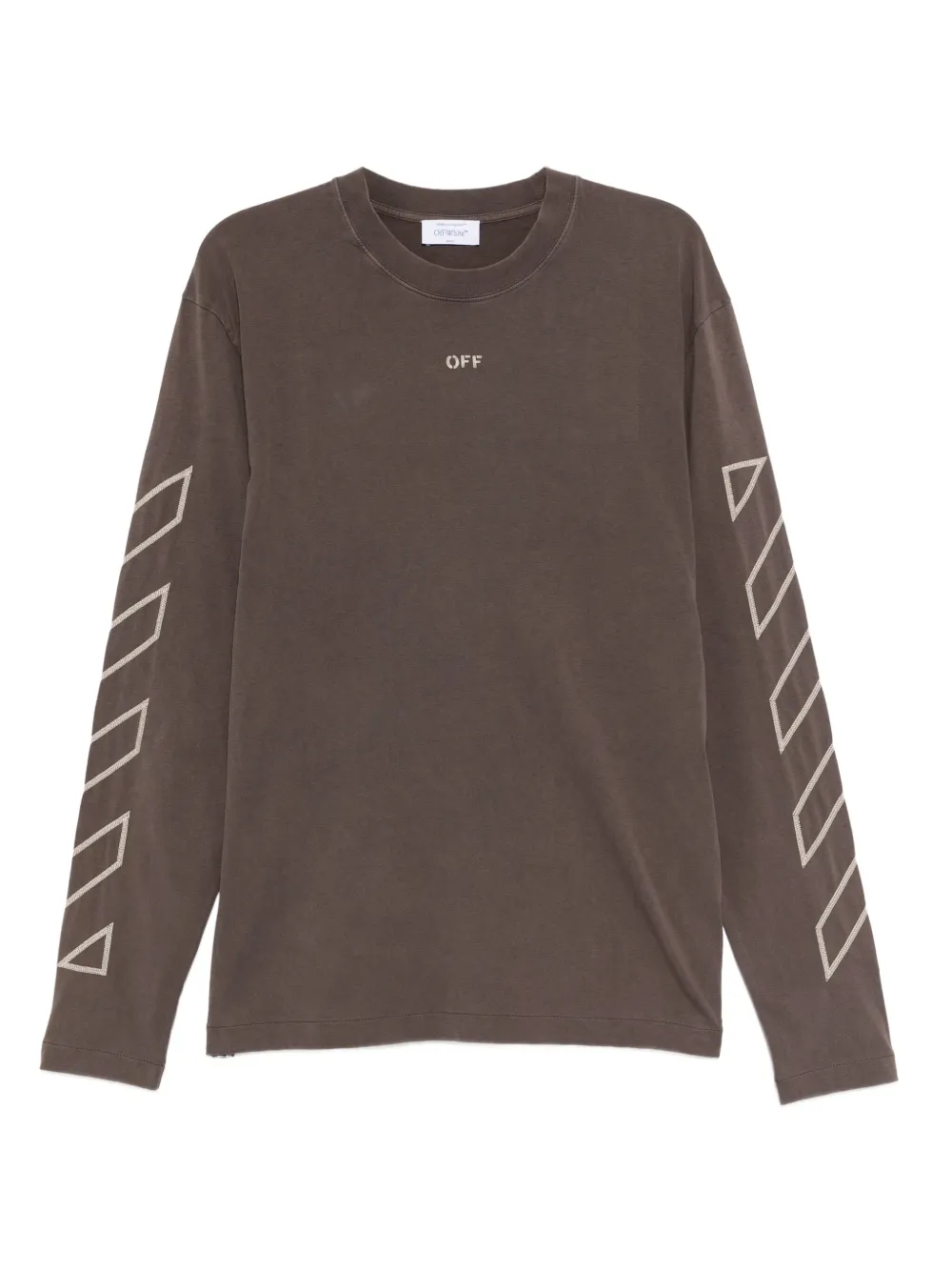 Off-White T-shirt met lange mouwen Bruin