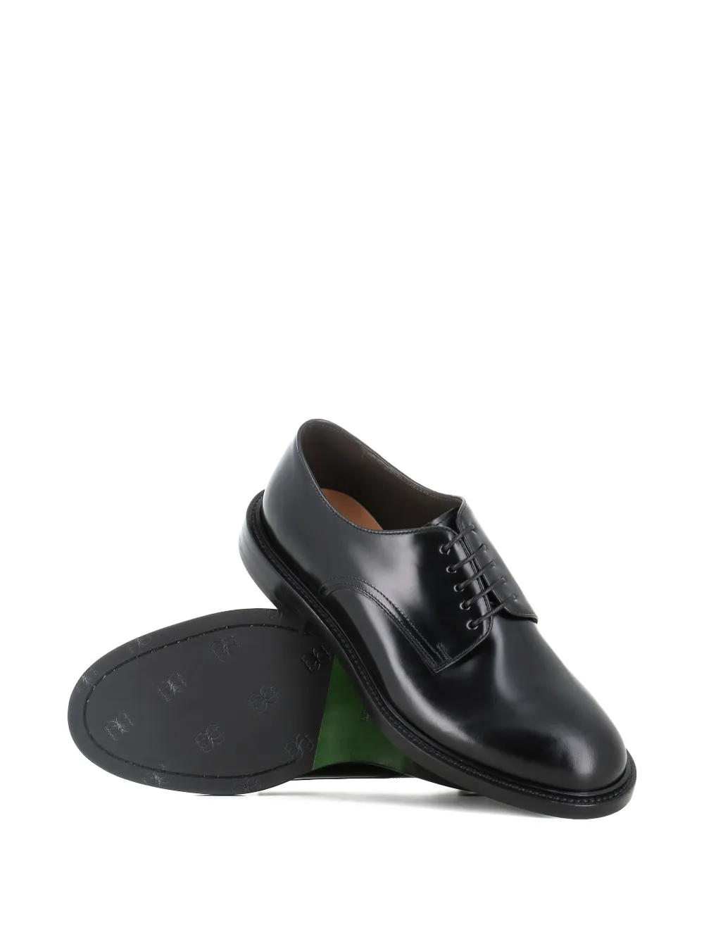 Green George leather derby shoes Black