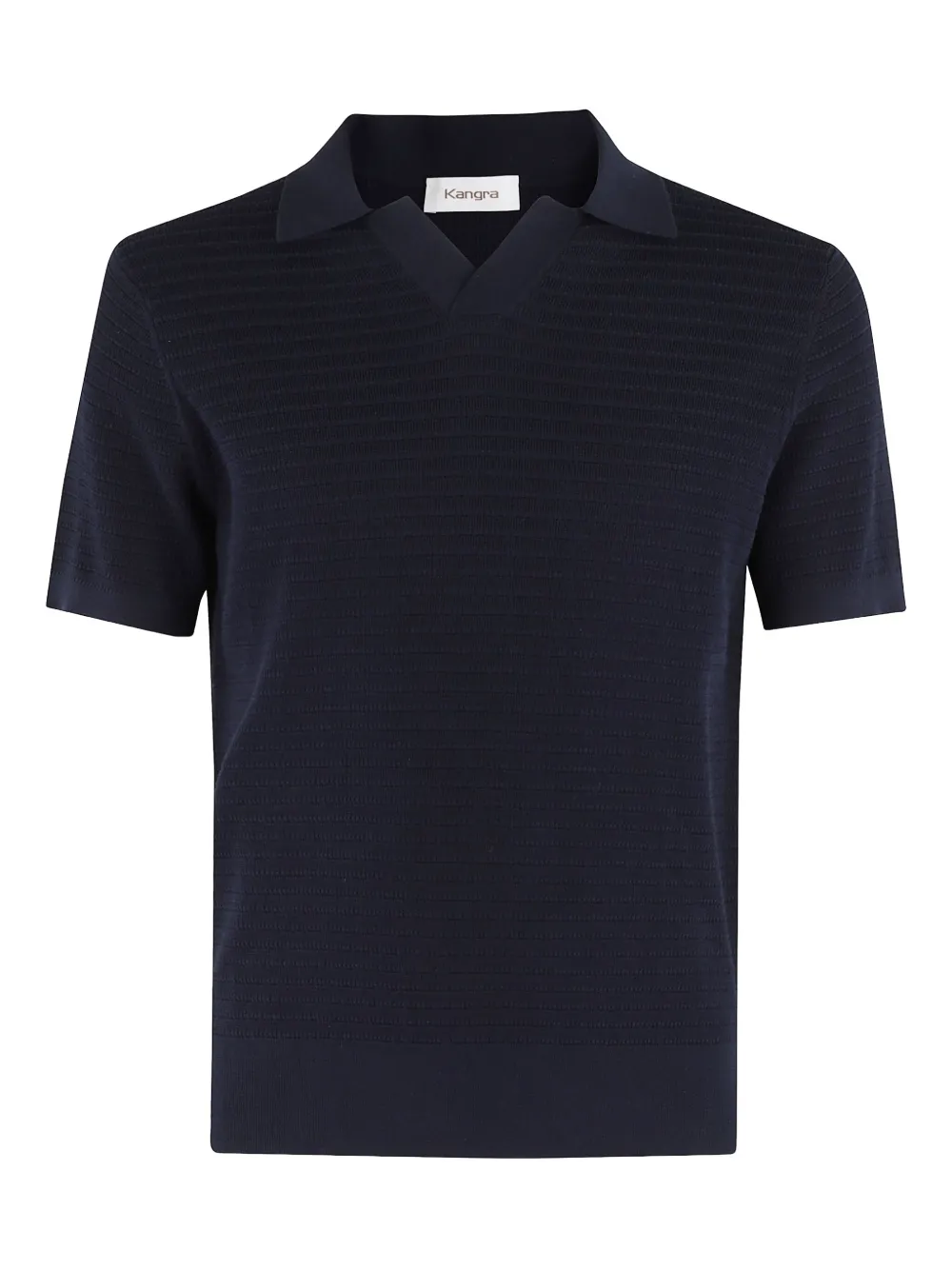 textured short-sleeve polo shirt