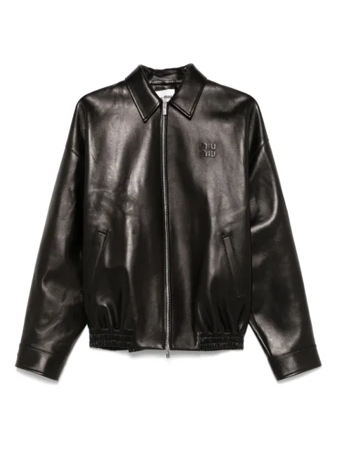 Miu Miu logo-appliqué leather jacket