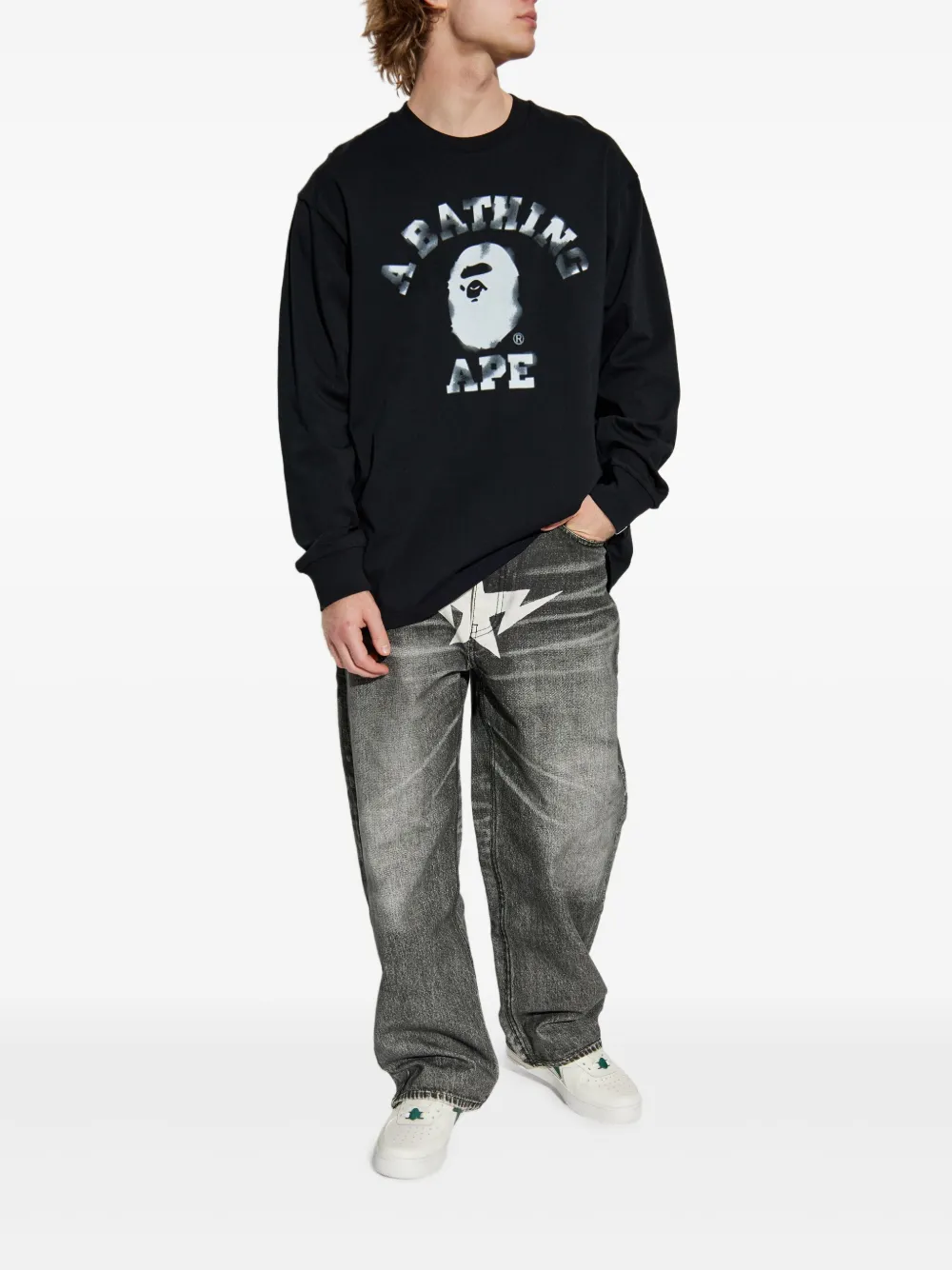 A BATHING APE Top met logoprint - Zwart