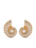 Self-Portrait Crystal Shell earrings - Gold