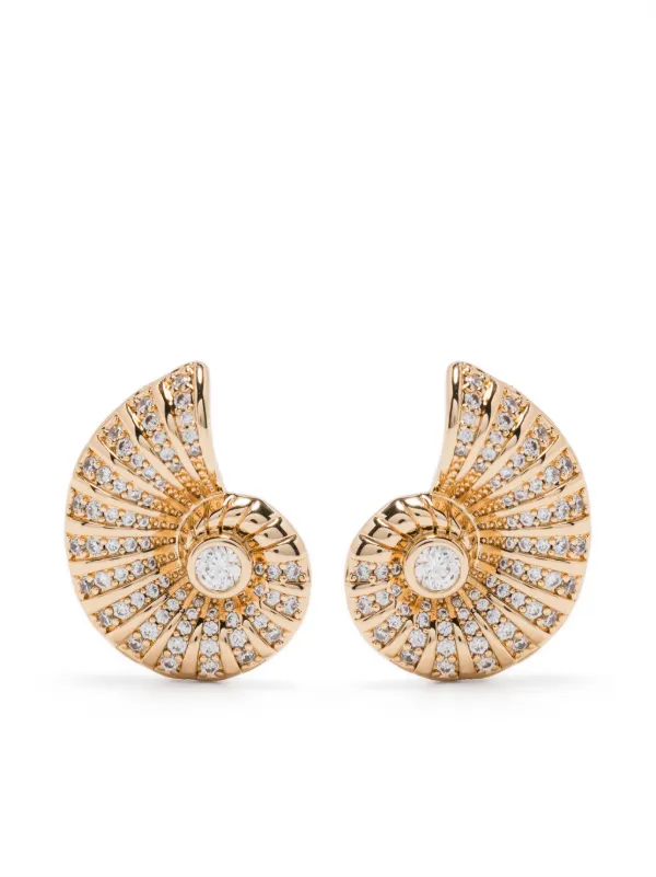 【関税込み】Crystal Shell Earrings - SELF PORTRAIT - Gold Pl Tiered Shell Earrings – self-portrait-US