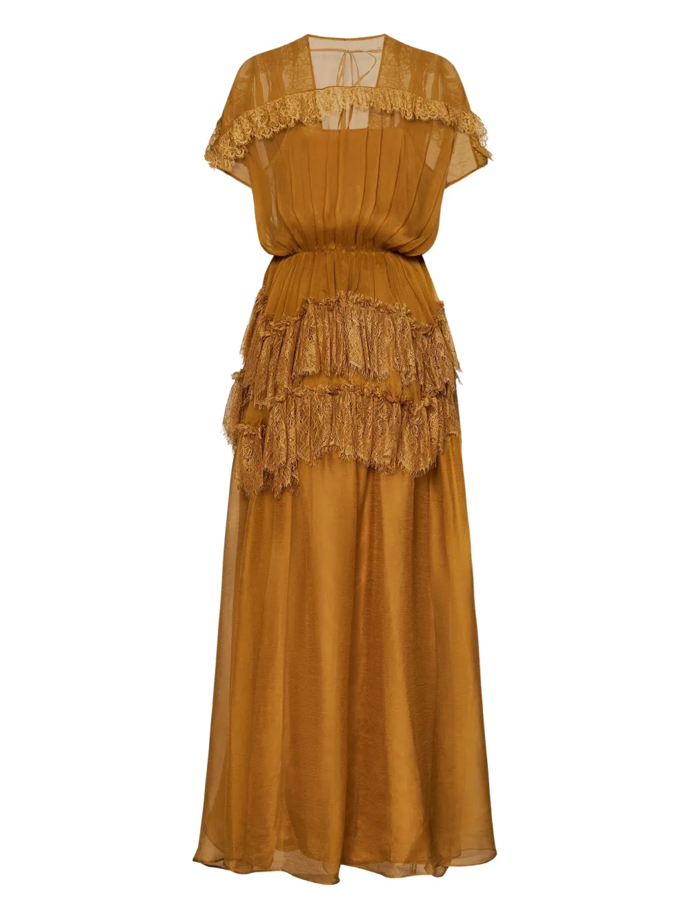 Amen Maxi-jurk met ruches Oranje