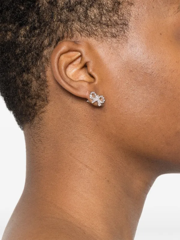 Self-Portrait Micro Bow Earrings | Silver | FARFETCH LB