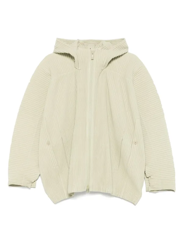 Homme Plissé Issey Miyake プリーツ フーデッドジャケット | グリーン 