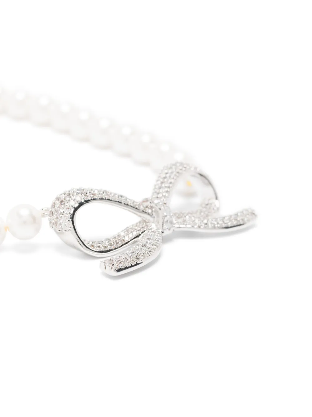 Self-portrait Pearl Bow Necklace Jewelry White In Yellow