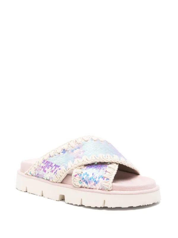 Mou Sandalias Planas Con Lentejuelas Rosado FARFETCH MX