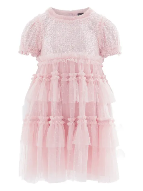 NEEDLE & THREAD KIDS vestido con lentejuelas bordadas