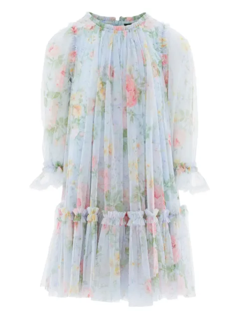 NEEDLE & THREAD KIDS vestido con estampado floral y pliegues