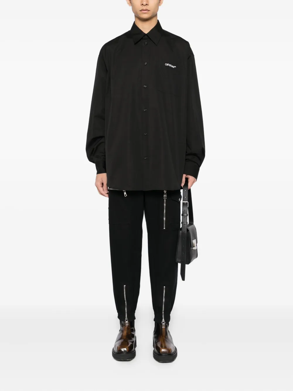 Off-White Overhemd met geborduurde zak Zwart