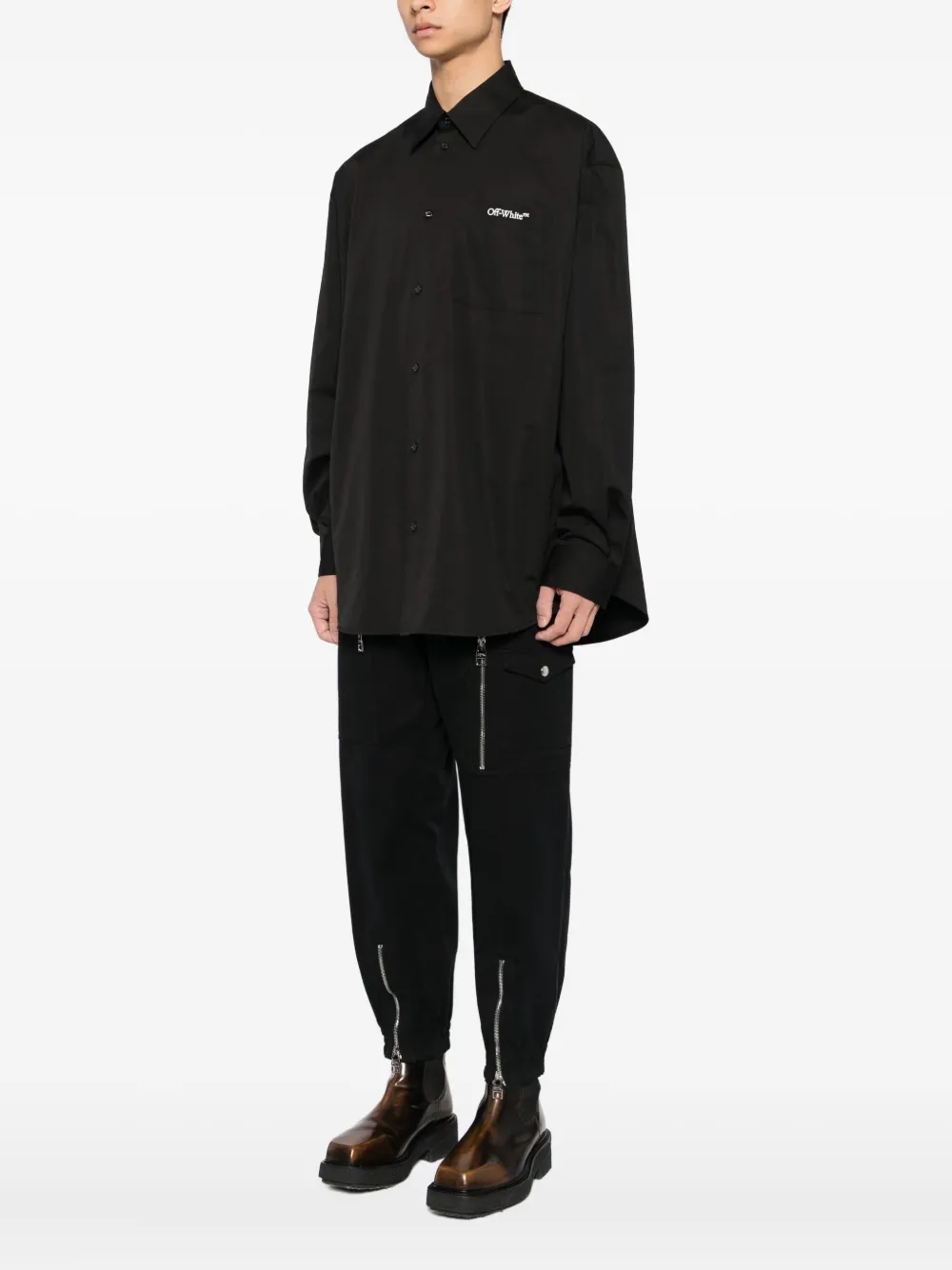 Off-White Overhemd met geborduurde zak Zwart