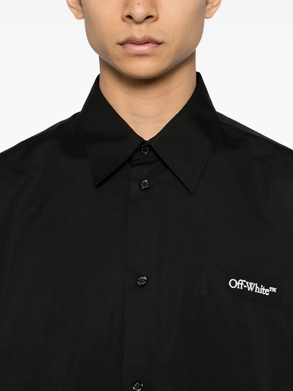 Off-White Overhemd met geborduurde zak Zwart