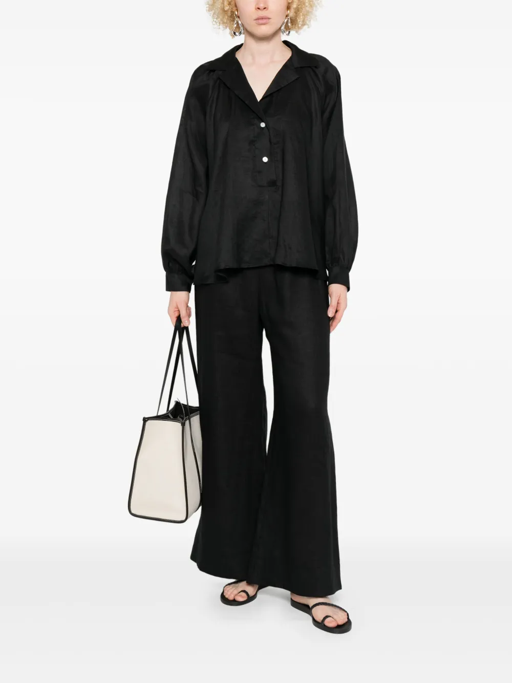 GREEK ARCHAIC KORI button-up blouse - Zwart
