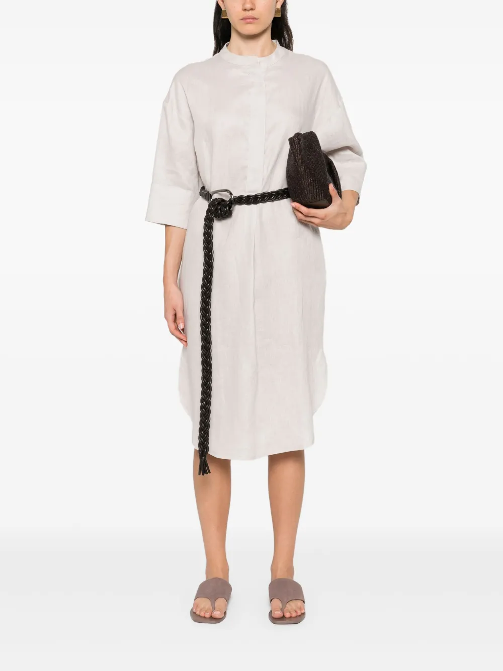 GREEK ARCHAIC KORI Linnen jurk - Beige
