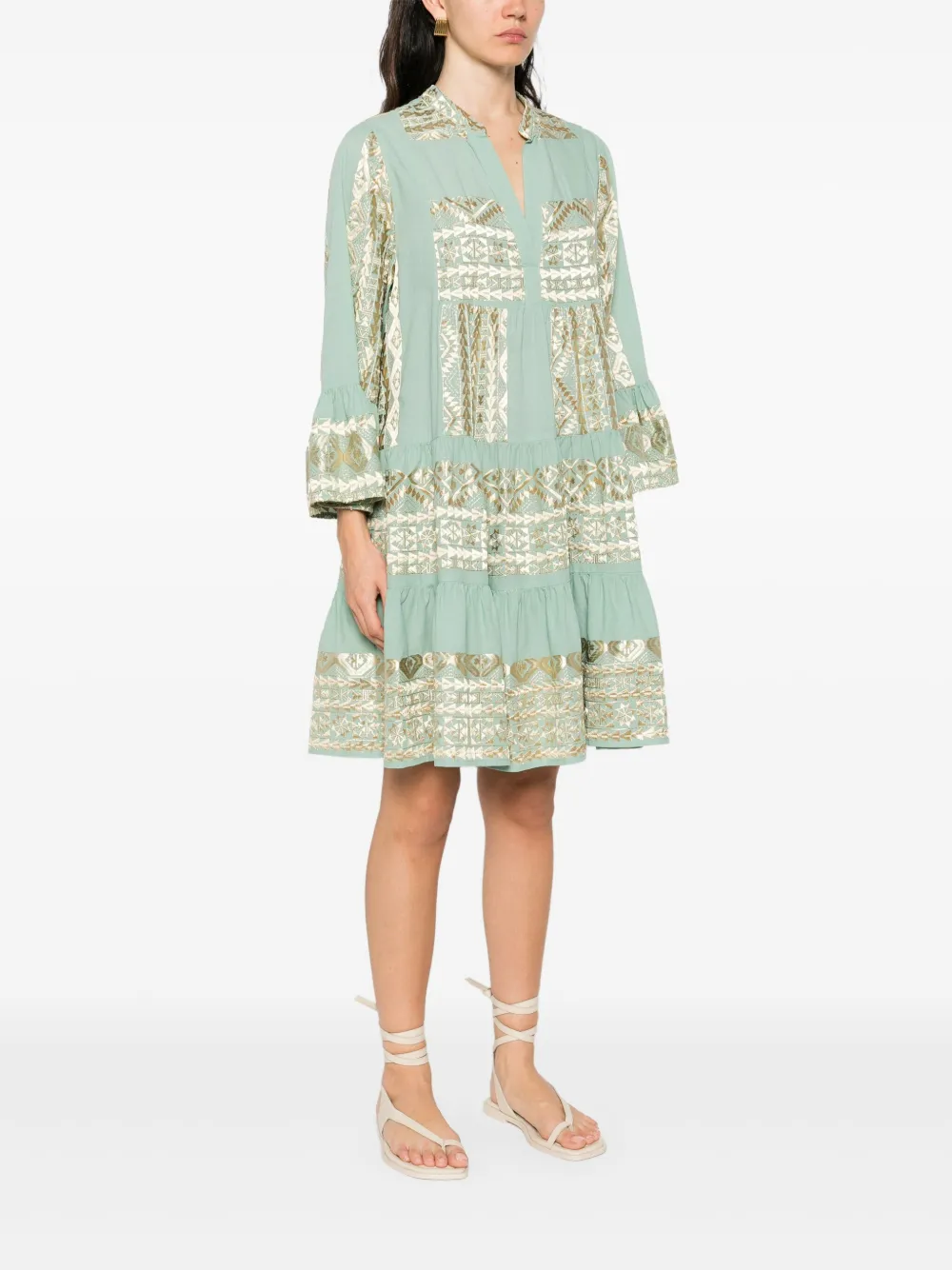 GREEK ARCHAIC KORI cotton dress - Groen