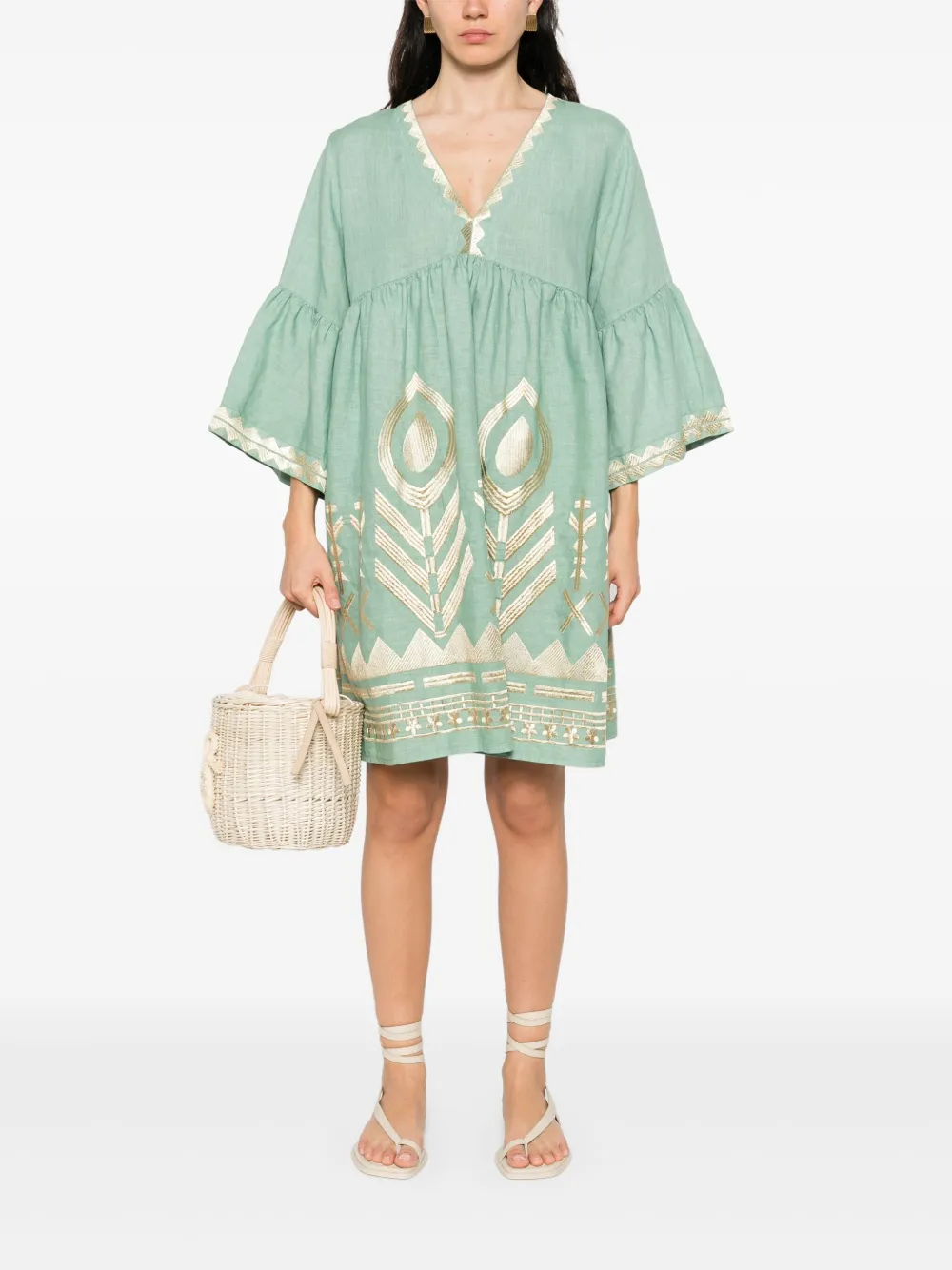 GREEK ARCHAIC KORI linen dress - Groen
