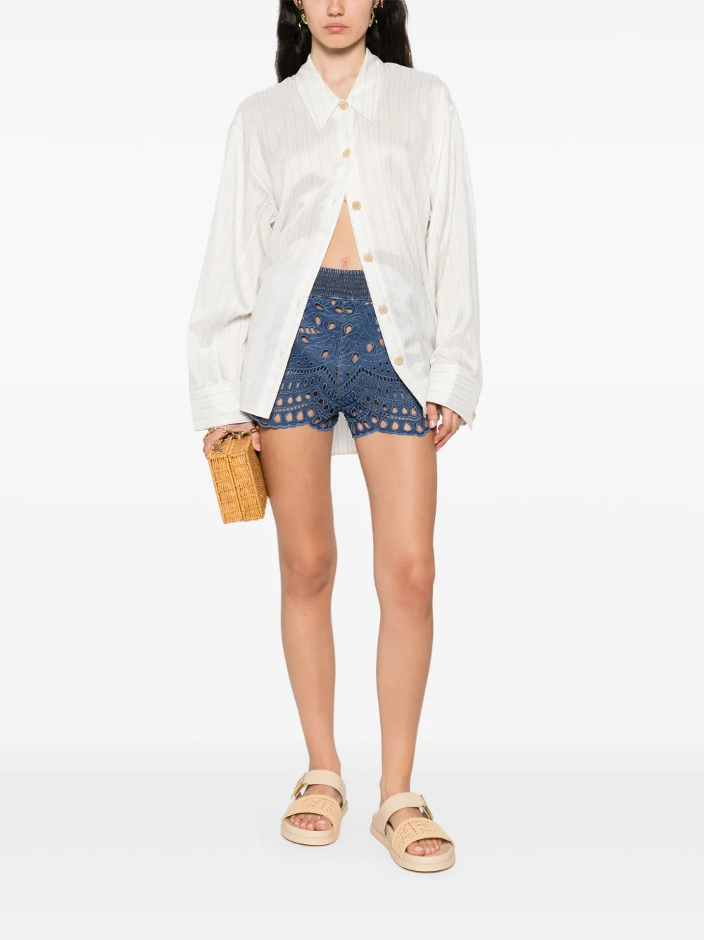 ERMANNO SCERVINO EMBROIDERED DENIM SHORTS