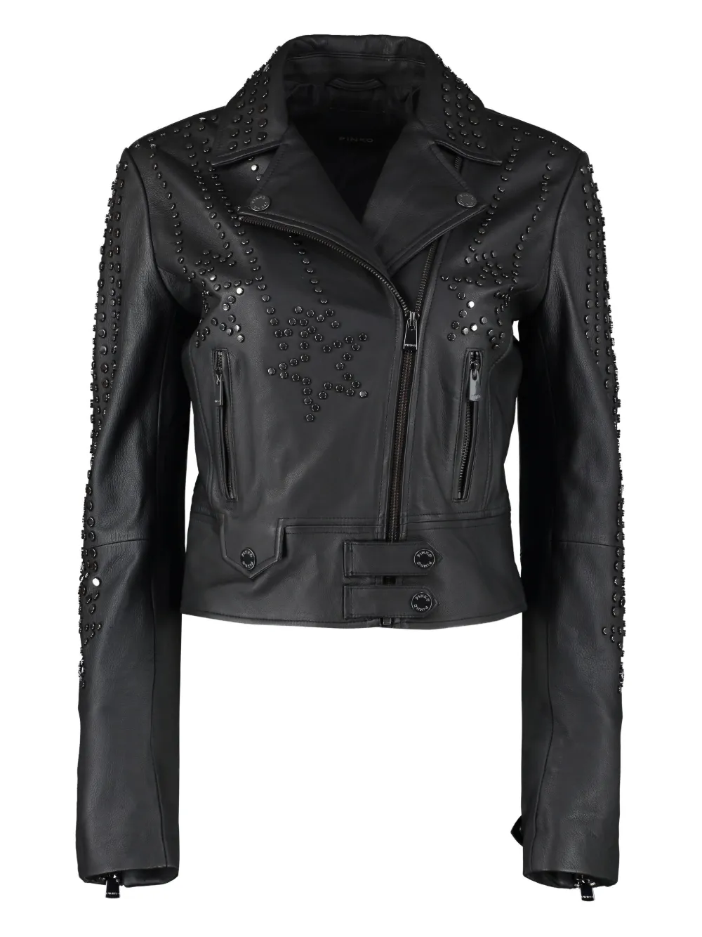 stud-embellished leather jacket