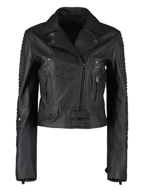 PINKO stud-embellished leather jacket