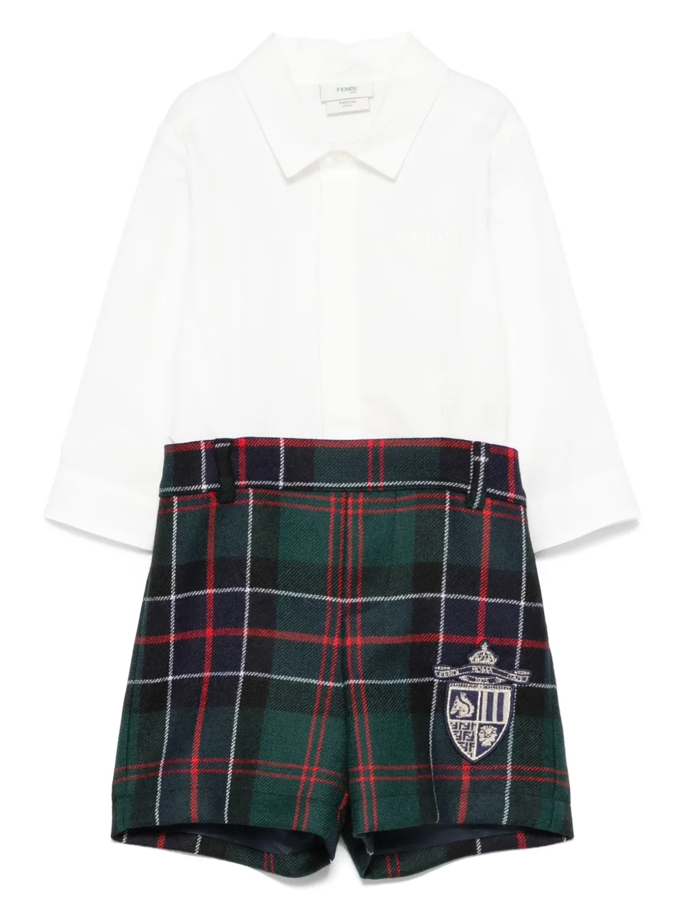 Fendi Kids Shirt en shorts met tartan-ruit Wit