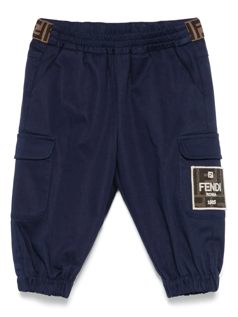Fendi Kids logo-appliqué cargo trousers - ブルー Fendi Kids logo-appliqué cargo trousers - ブルー