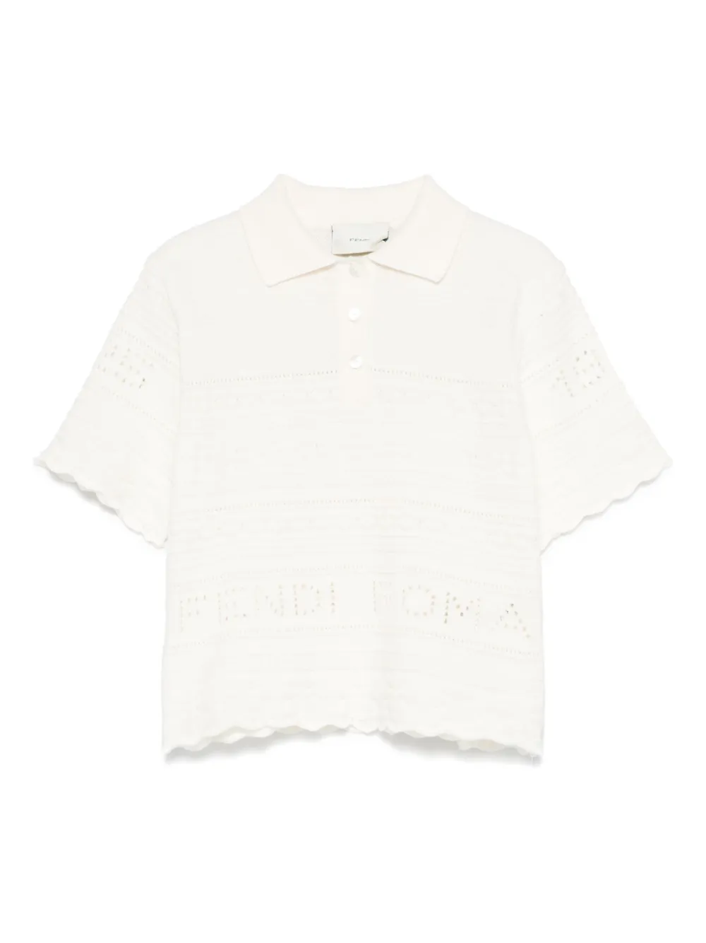 Fendi Kids Poloshirt met geperforeerde details Beige