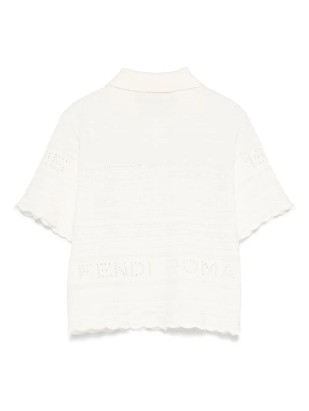 Fendi Kids Poloshirt met geperforeerde details Beige