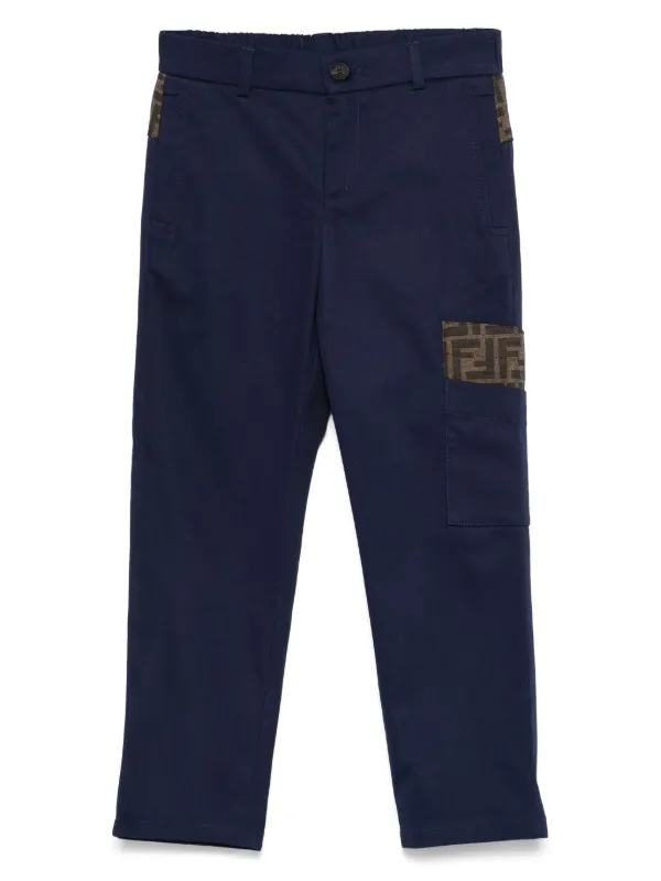 Fendi Kids FF-jacquard Trousers Blue FARFETCH VN