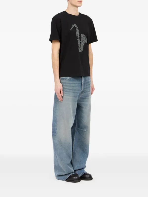 MM6 Maison Margiela saxophone-print T-shirt | Black | FARFETCH
