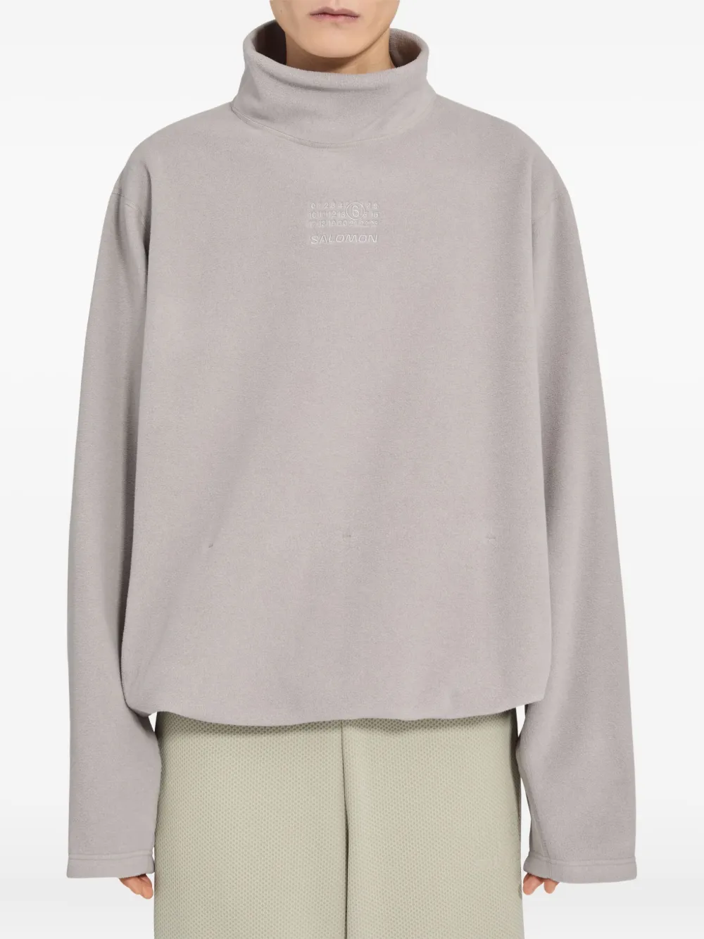 MM6 Maison Margiela X Salomon Fleece T-shirt met col en lange mouwen Beige