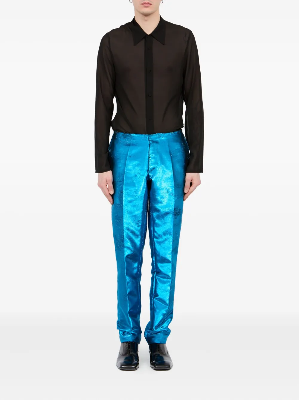 MM6 Maison Margiela Pantalon met metallic-effect Blauw
