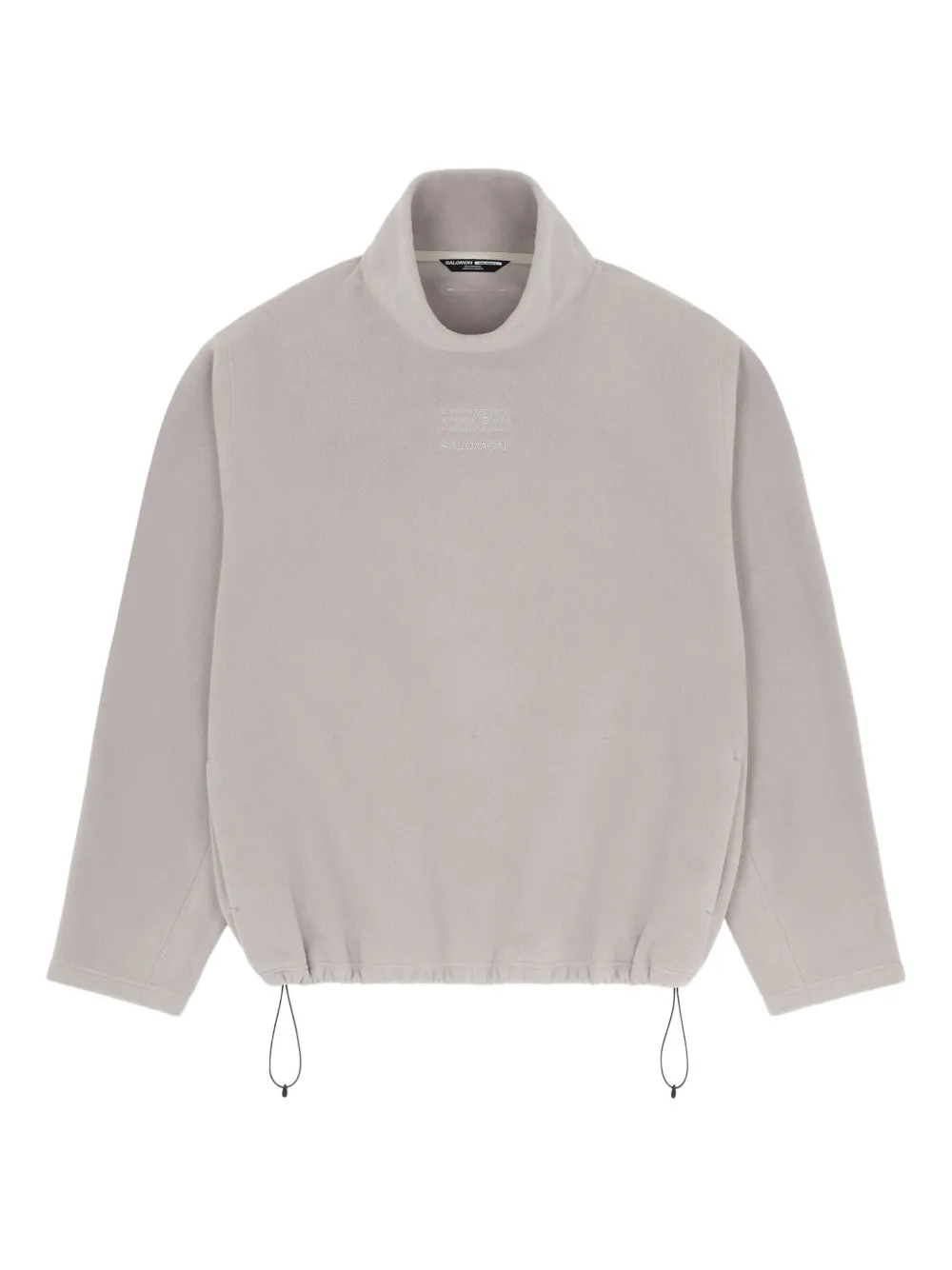 Mm6 Maison Margiela Drawstring Fleece Long-sleeved T-shirt In Gray