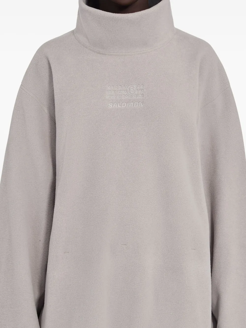 Mm6 Maison Margiela Drawstring Fleece Long-sleeved T-shirt In Gray