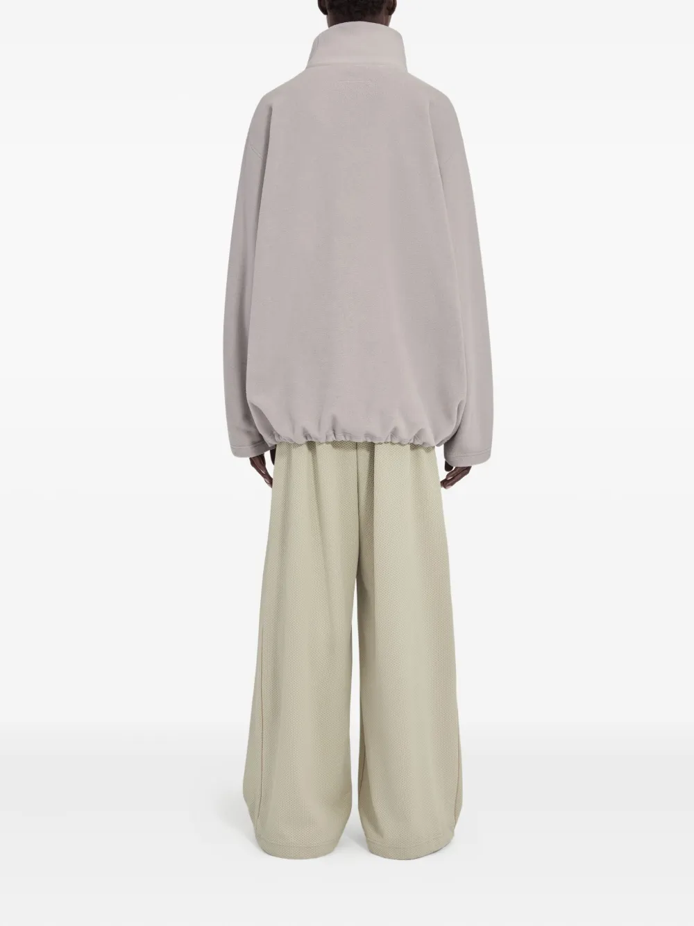 Mm6 Maison Margiela Drawstring Fleece Long-sleeved T-shirt In Gray