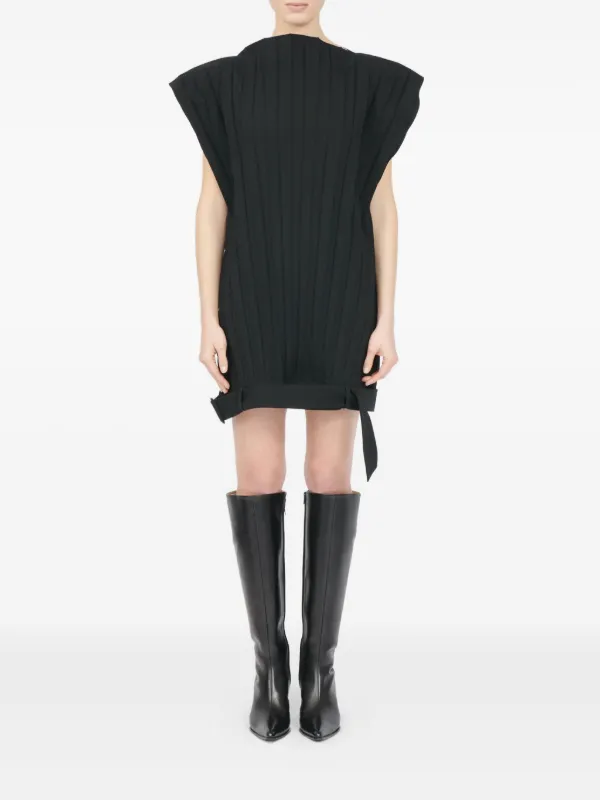 MM6 Maison Margiela ノースリーブ プリーツミニドレス | ブラック