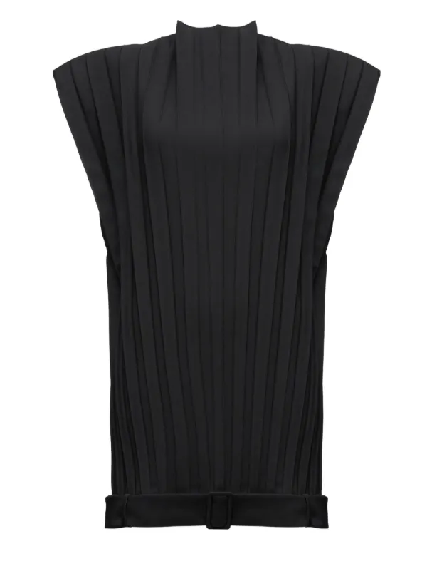 MM6 Maison Margiela ノースリーブ プリーツミニドレス | ブラック