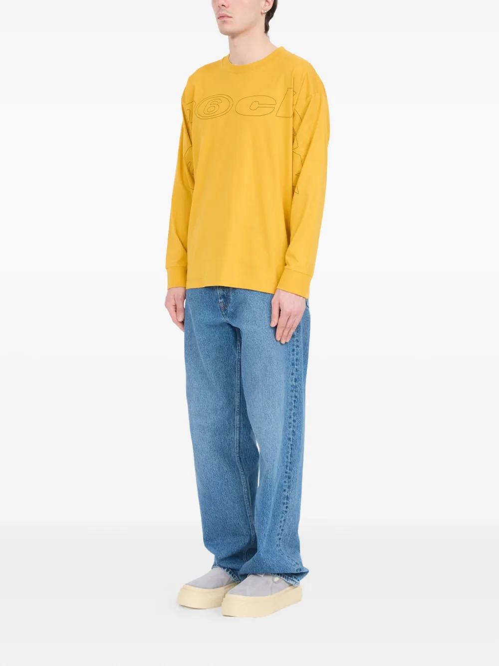 Mm6 Maison Margiela Graphic-print Long-sleeve T-shirt In Yellow