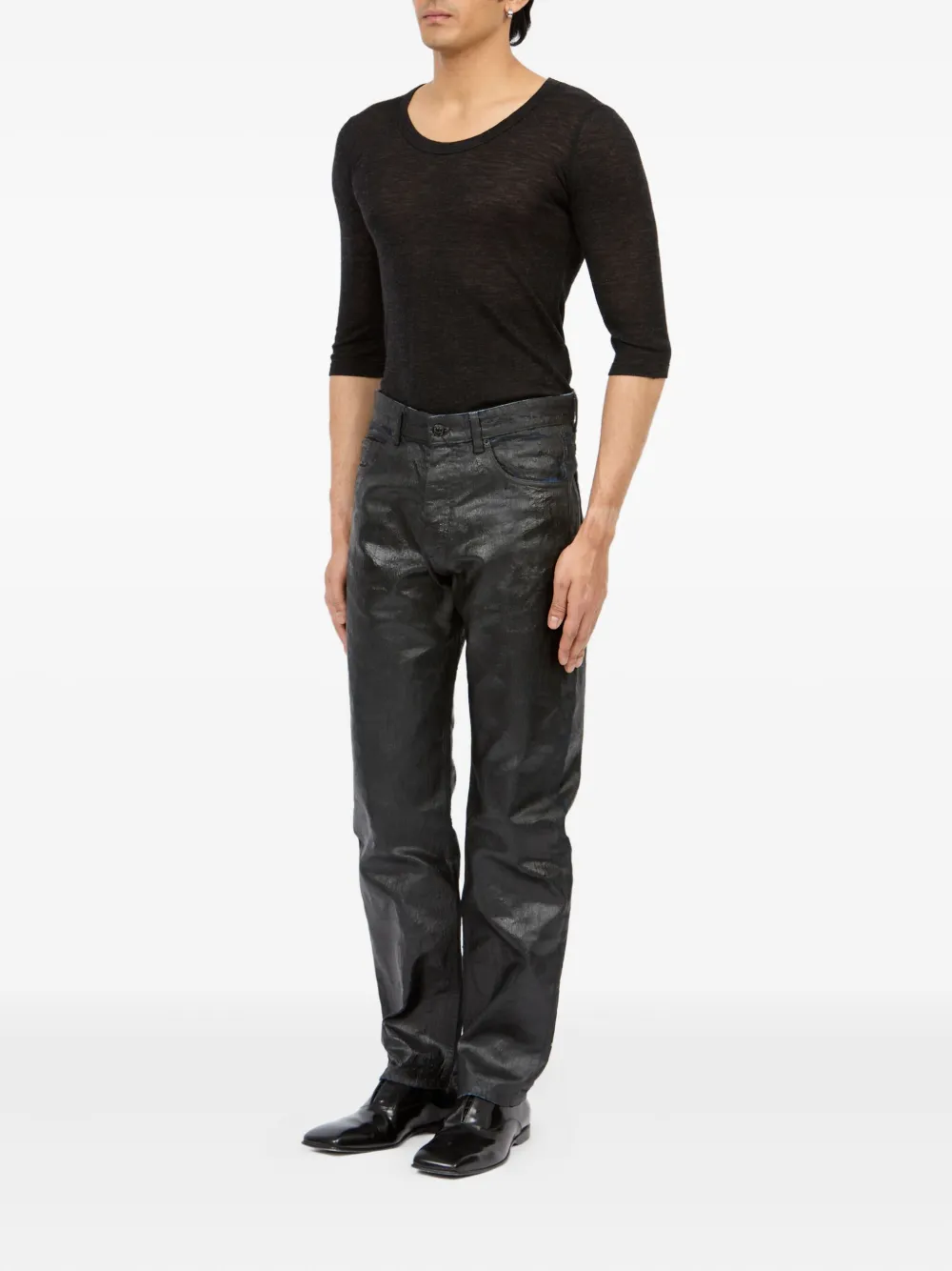 MM6 Maison Margiela Jeans met gewaxt effect Zwart
