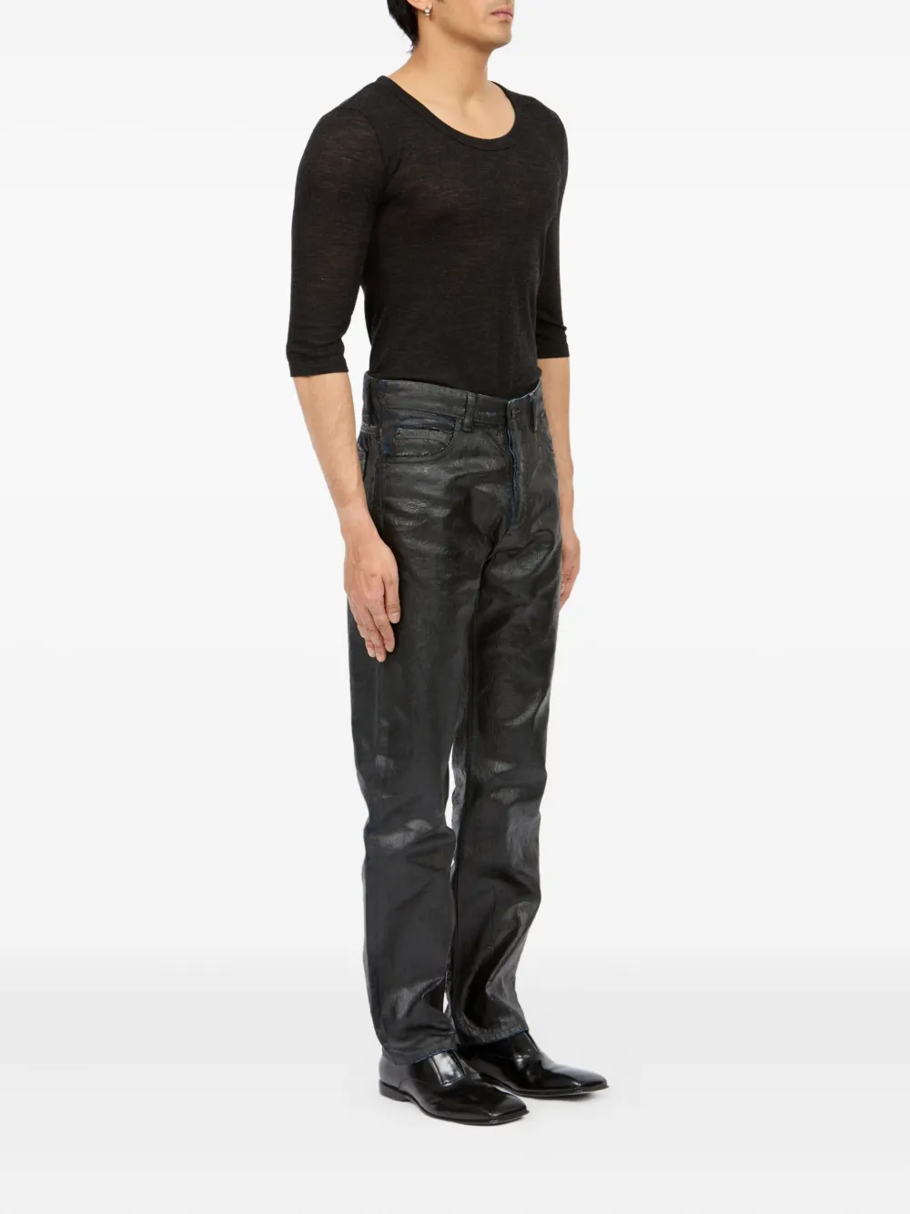 MM6 Maison Margiela Jeans met gewaxt effect Zwart