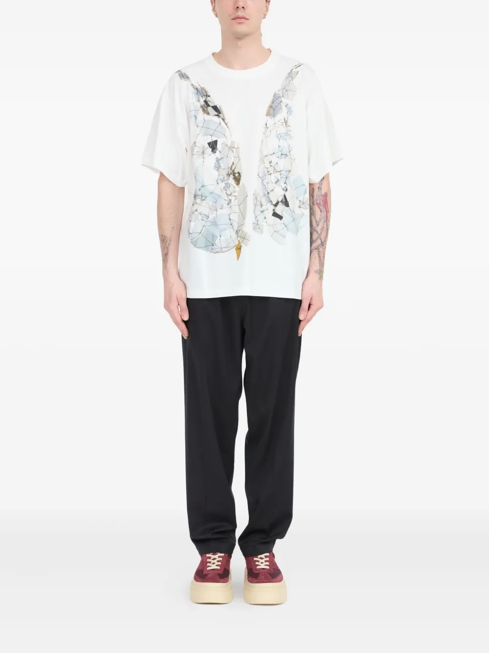 MM6 Maison Margiela fragmented wings graphic T-shirt - Wit