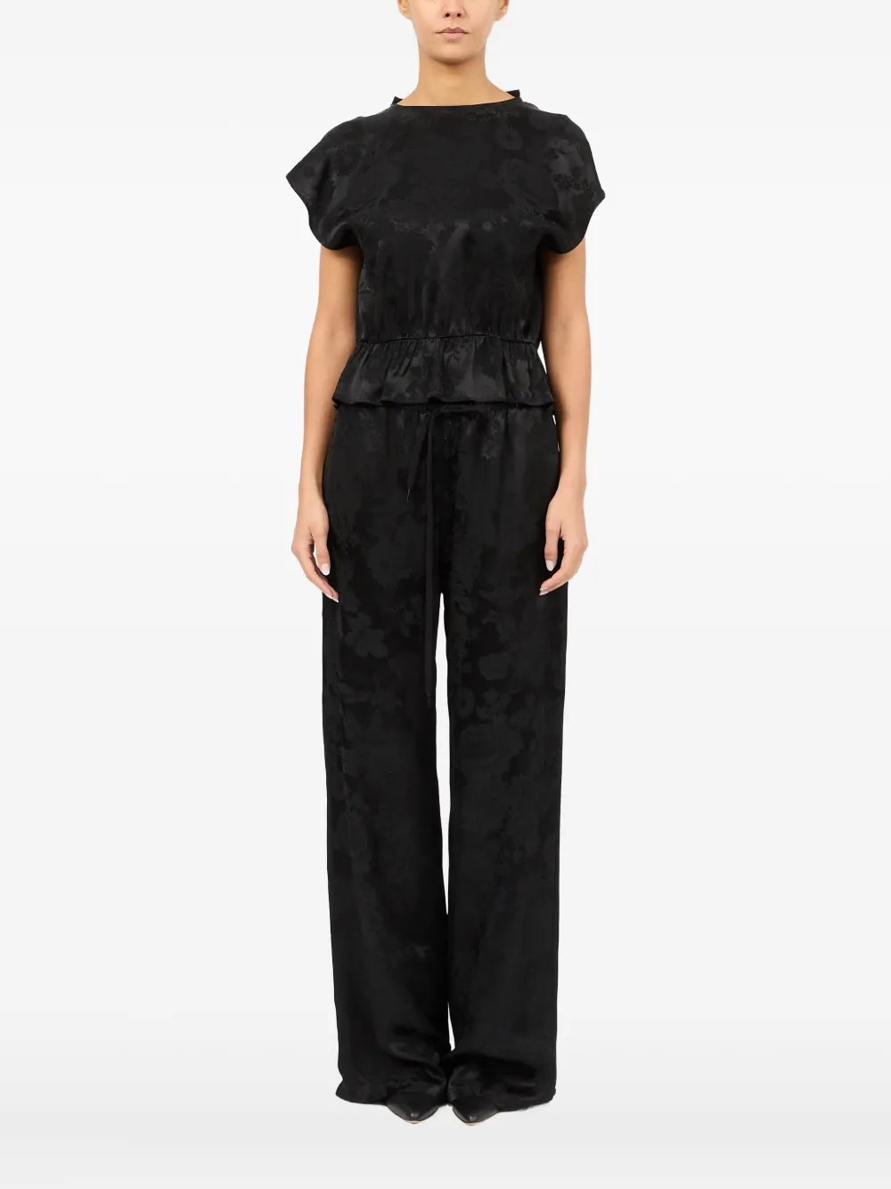 MM6 Maison Margiela Blouse met bloemenbrokaat Zwart