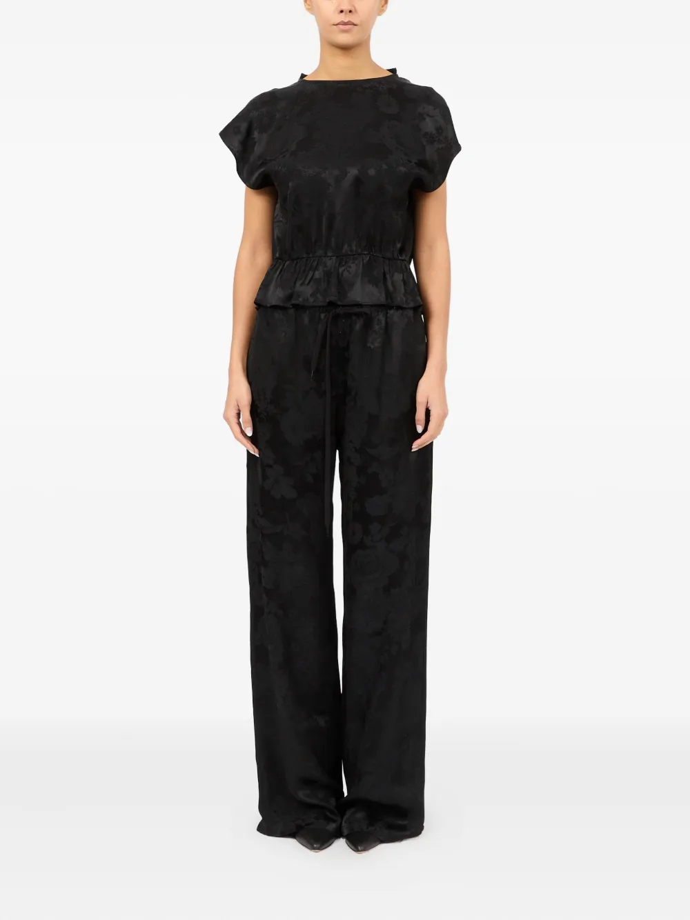 MM6 Maison Margiela Blouse met bloemenbrokaat - Zwart
