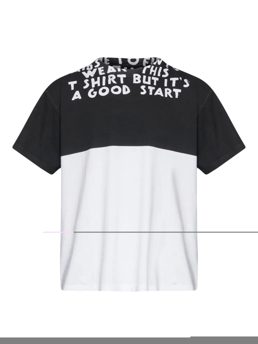 Mm6 Maison Margiela Mm6 By Maison Margiela Bicolor Contrast Print T-shirt With Round Neckline And Short Sleeves