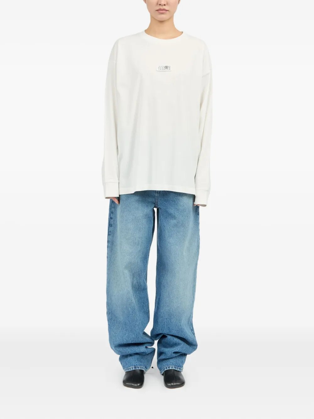 MM6 Maison Margiela logo-print long-sleeve T-shirt - Wit