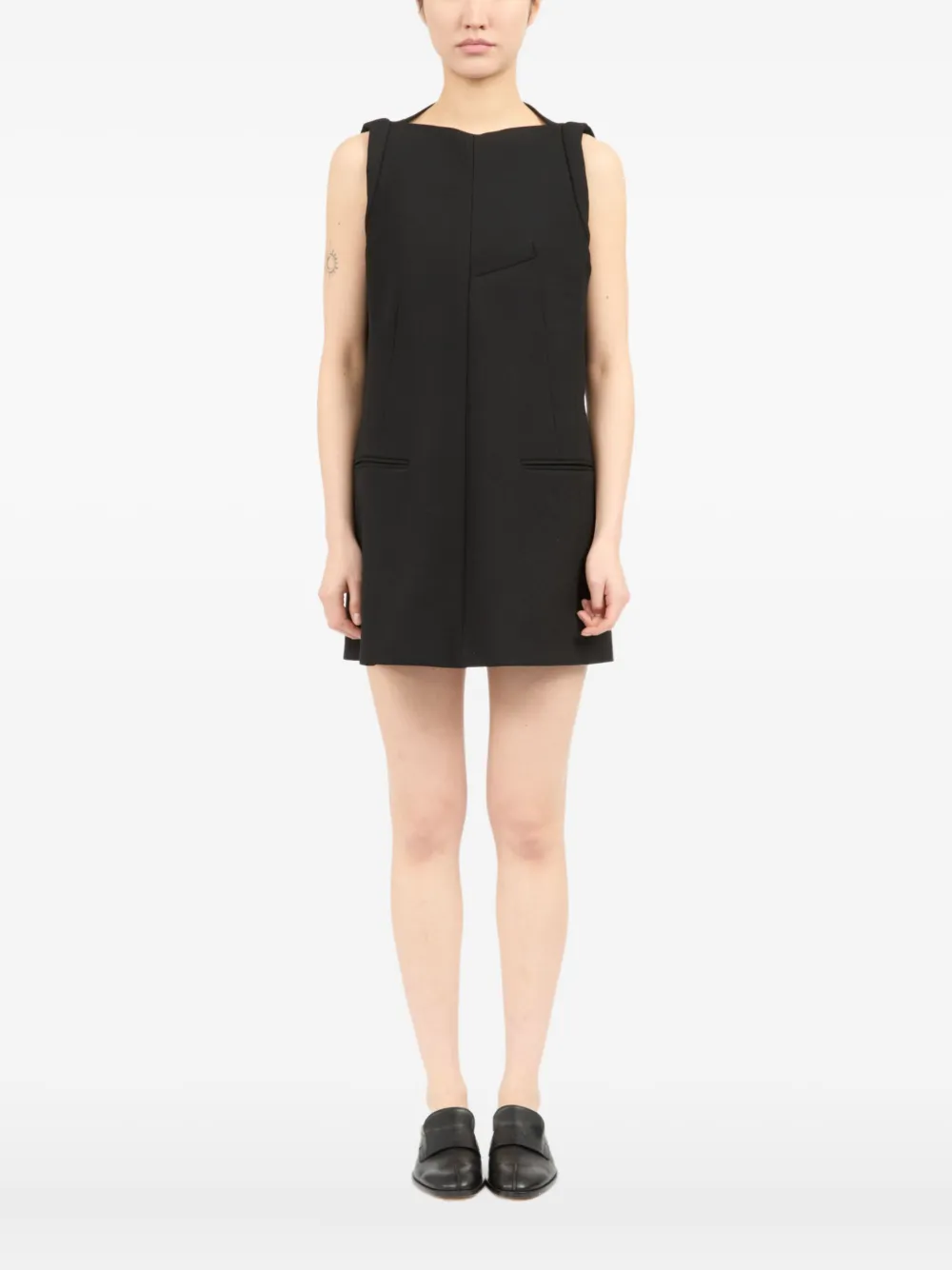 Mm6 Maison Margiela Black Boatneck Minidress