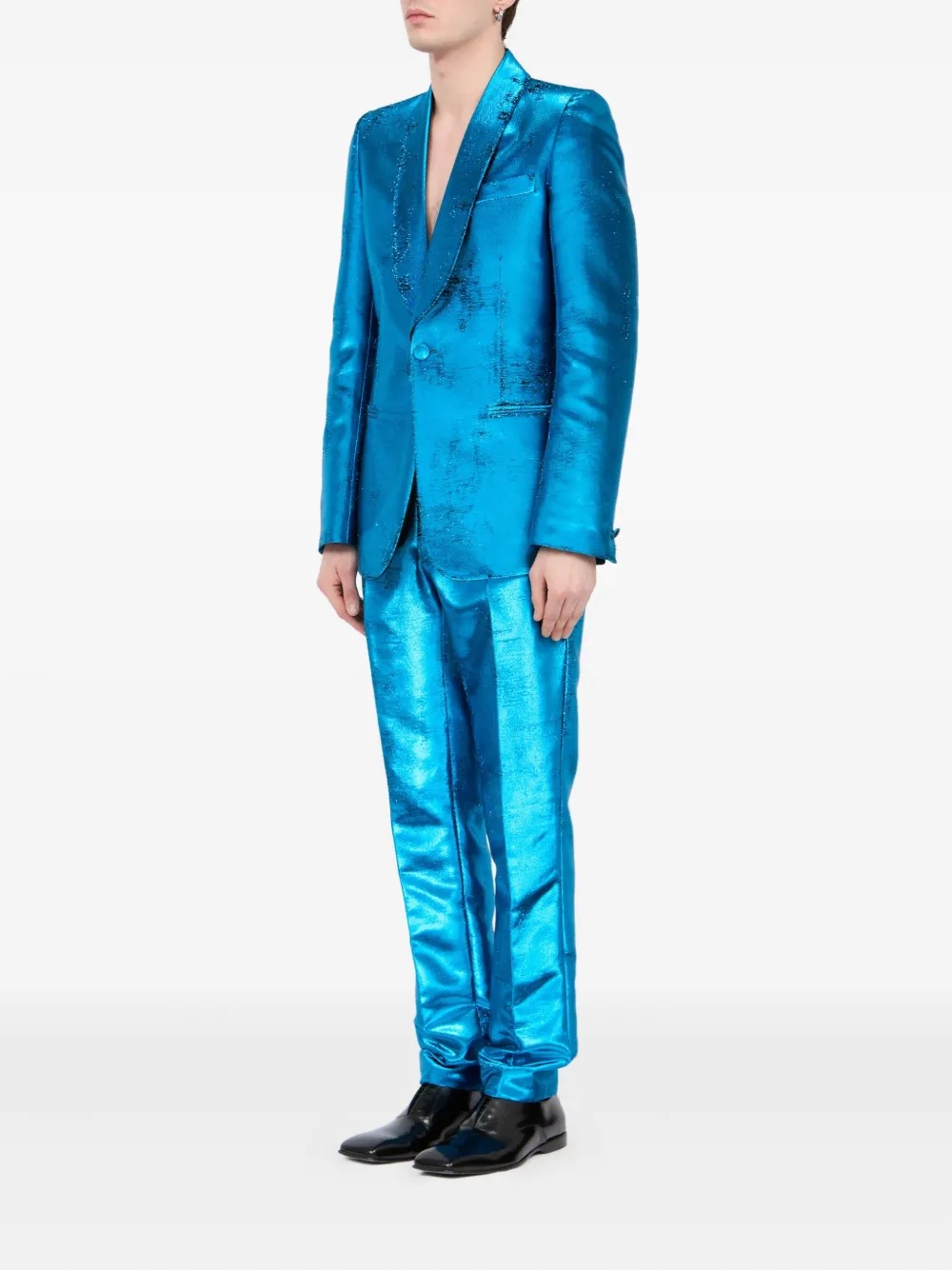 MM6 Maison Margiela Metallic blazer met sjaalrevers Blauw