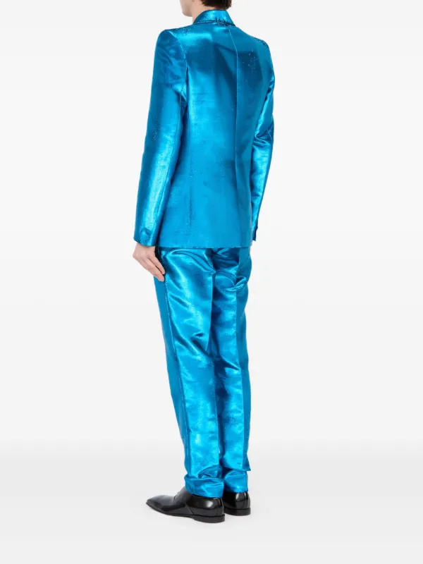 MM6 Maison Margiela Metallic shawl-lapel Blazer | Blue | FARFETCH