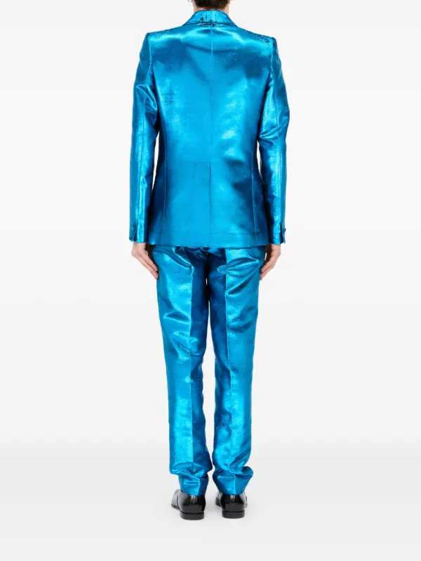 MM6 Maison Margiela Metallic shawl-lapel Blazer | Blue | FARFETCH