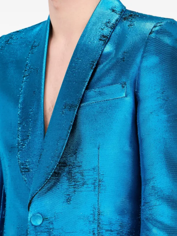 MM6 Maison Margiela Metallic shawl-lapel Blazer | Blue | FARFETCH